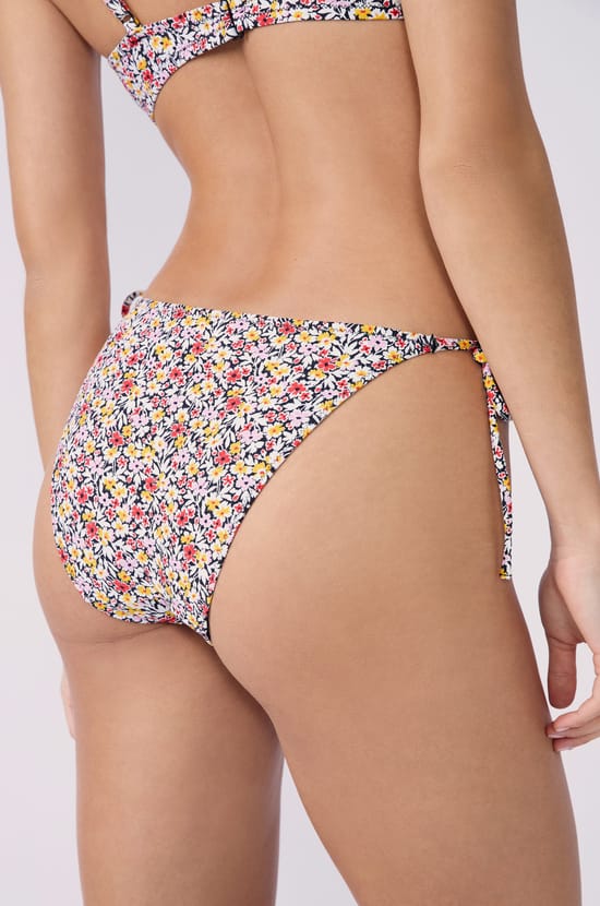 Floral tie-side bikini thong bottom;${refinementColor}