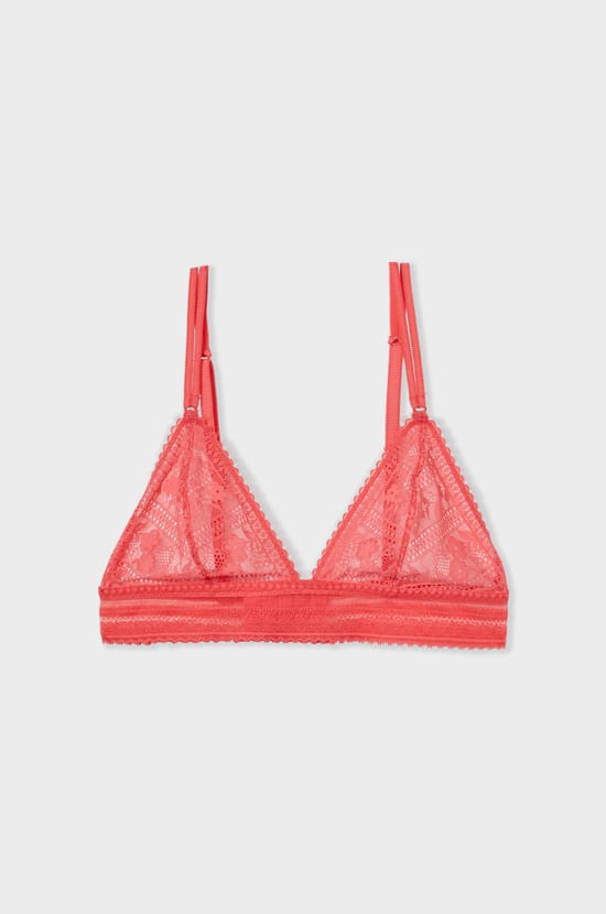 Wireless Lace Triangle Bra;${refinementColor}
