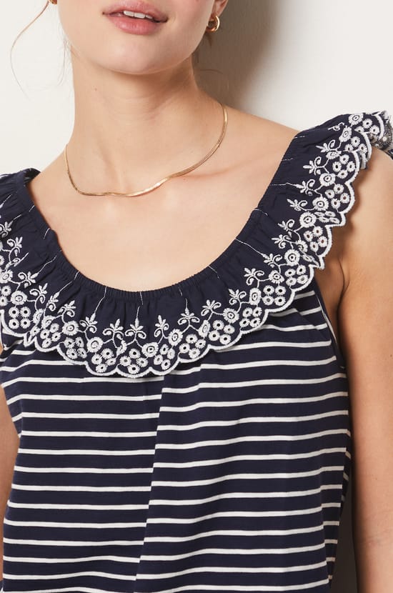 Ruffled Neck Tank Top;${refinementColor}