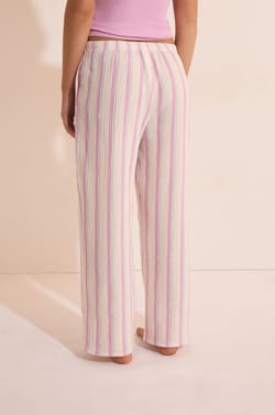 Pantal&oacute;n de pijama 7/8 a rayas de algod&oacute;n;${refinementColor}