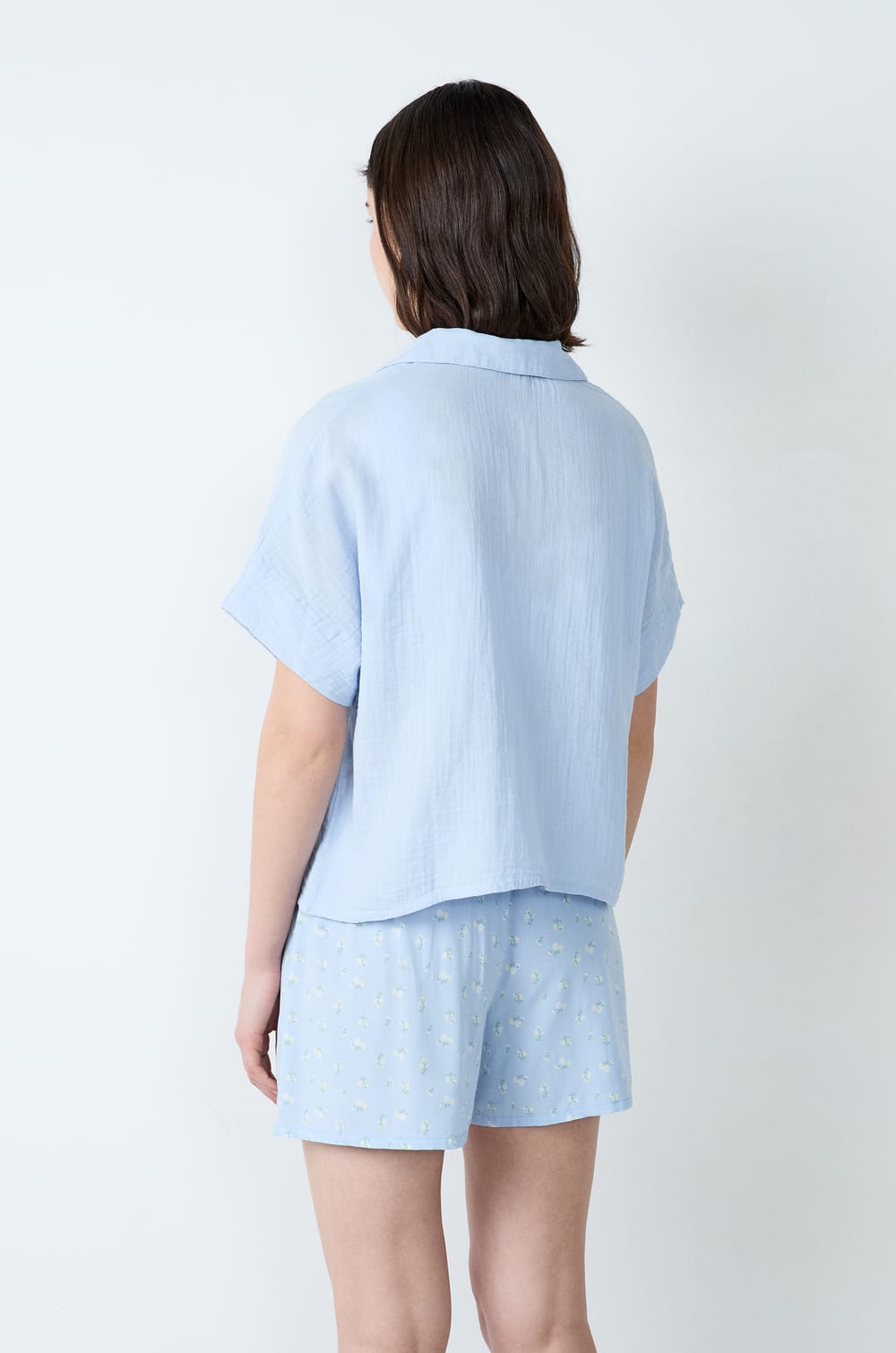 Camisa de pijama de algodón de manga corta;${refinementColor}