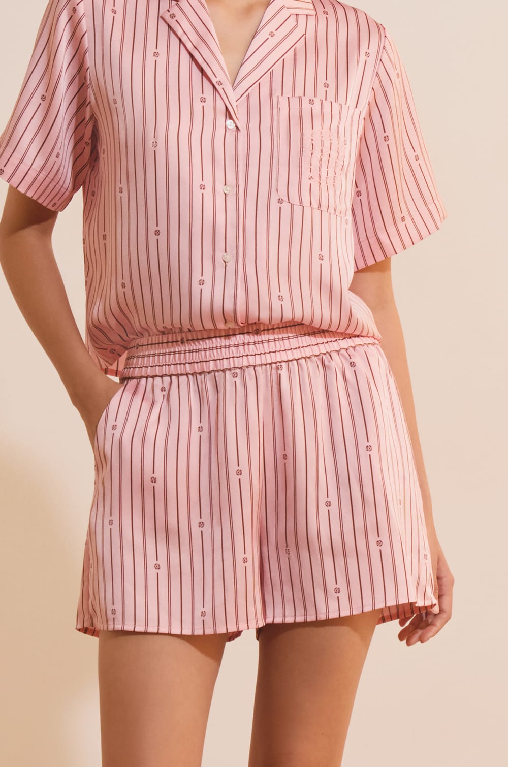 Short de pyjama &agrave; rayures;${refinementColor}