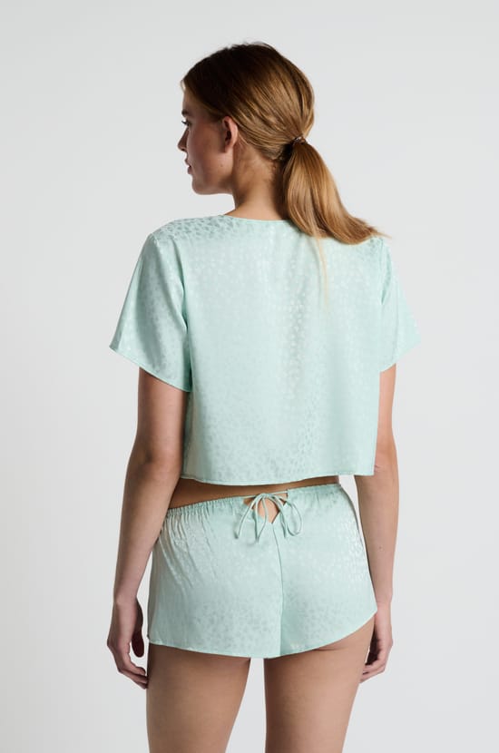 Short de pyjama satiné imprimé;${refinementColor}