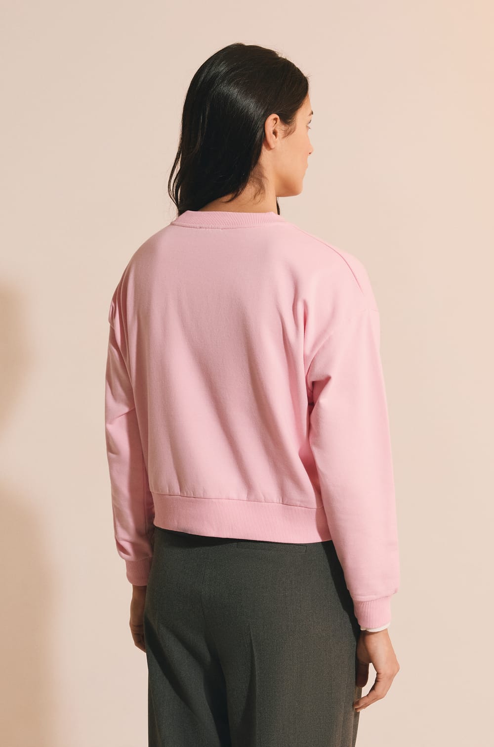 Cotton sweatshirt with heart motif;${refinementColor}