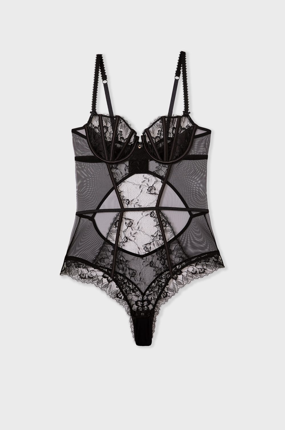 Lace and Satin Bodysuit;${refinementColor}