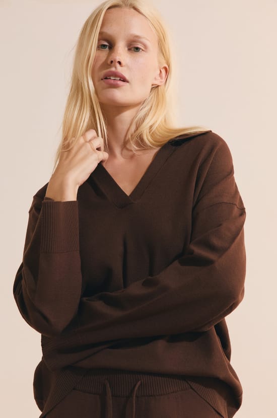 Pull de pyjama avec col polo;${refinementColor}