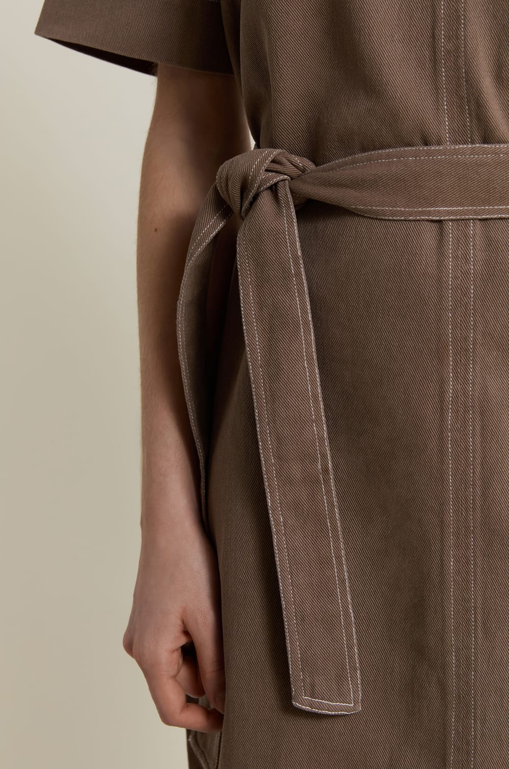 Belted Cotton Dress;${refinementColor}