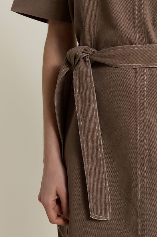 Belted Cotton Dress;${refinementColor}