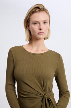 Cotton Dress With Tie Detail;${refinementColor}