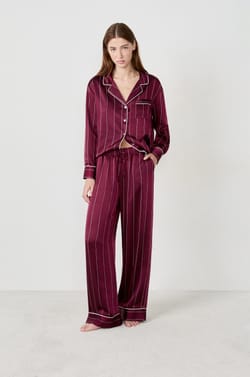 Pantalon de pyjama à rayures en satin;${refinementColor}