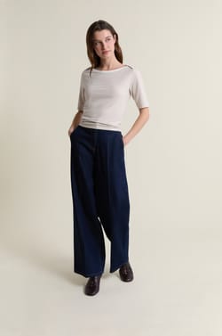 T-shirt met ronde hals en strepen;${refinementColor}