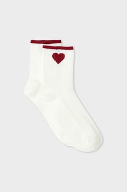 Chaussettes c&ocirc;tel&eacute;es avec coton &agrave; motif c&oelig;ur;${refinementColor}