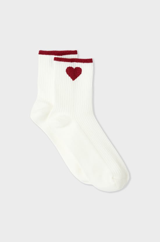 Chaussettes c&ocirc;tel&eacute;es avec coton &agrave; motif c&oelig;ur;${refinementColor}