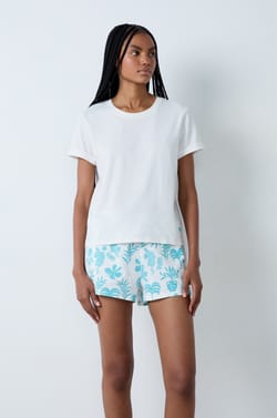 T-shirt de pyjama manches courtes en coton Ocean side;${refinementColor}