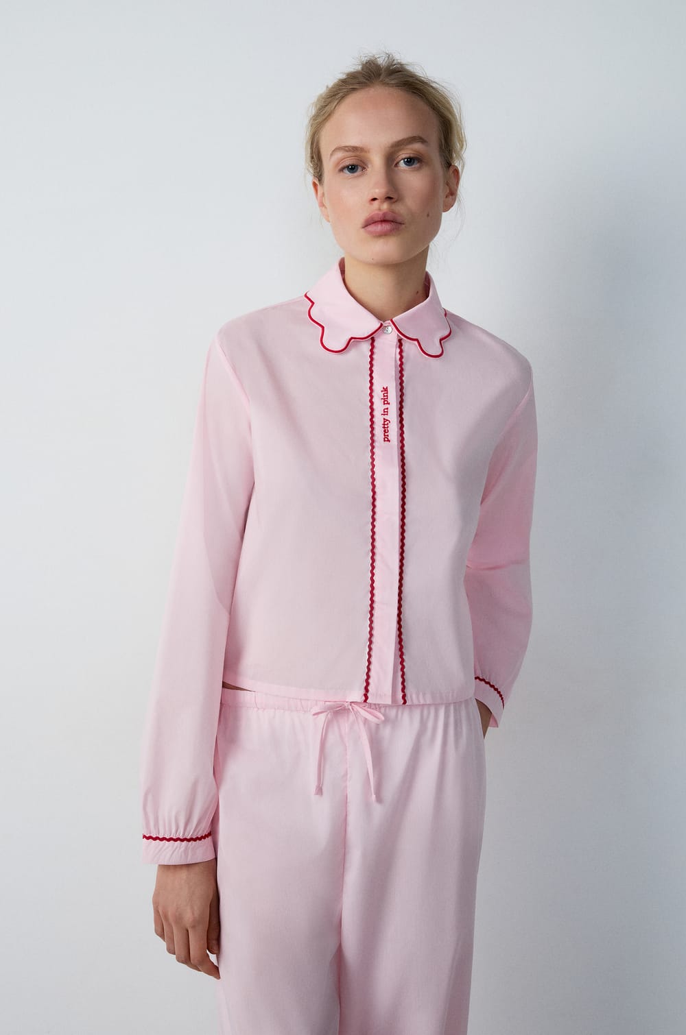 Pyjama-Hemd mit Bubikragen;${refinementColor}