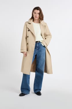 Long Trench Coat with Belt with Cotton;${refinementColor}