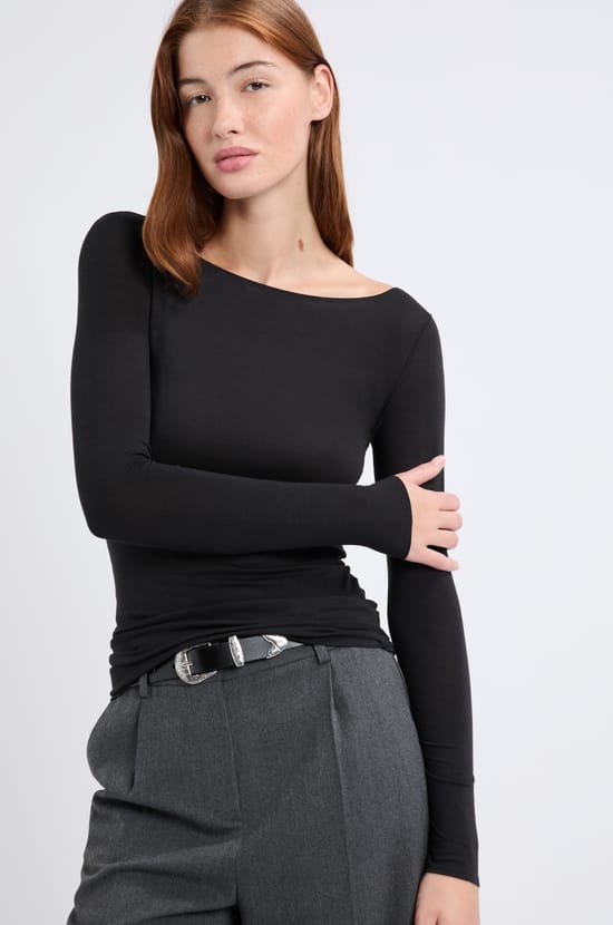 T-shirt thermique col bateau;${refinementColor}