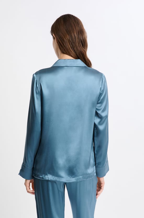 Chemise de pyjama manches longues en soie;${refinementColor}