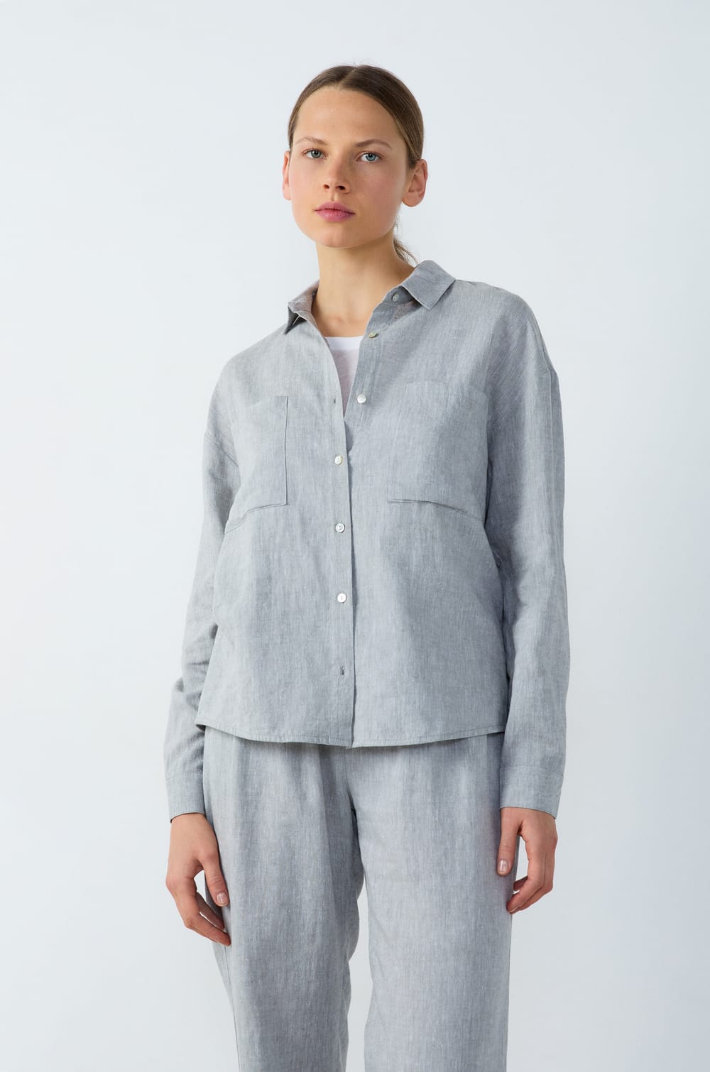 Linen Pyjama Shirt;${refinementColor}