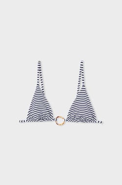 Triangle bikini top with ring detail;${refinementColor}