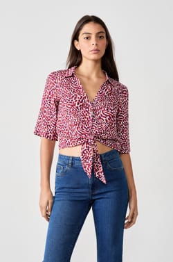 Tie-Front Blouse;${refinementColor}