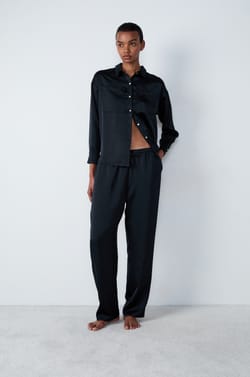 Satin Carrot-Cut Pyjama Trousers;${refinementColor}