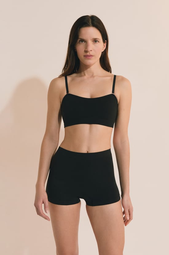 Soutien-gorge bandeau avec bretelles amovibles en coton;${refinementColor}