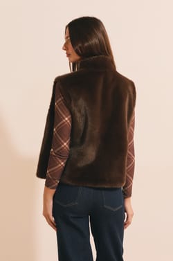 Gilet sans manches en fausse fourrure;${refinementColor}