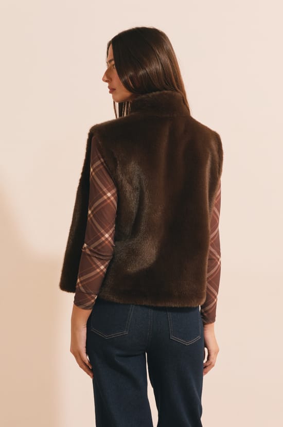 Gilet sans manches en fausse fourrure;${refinementColor}