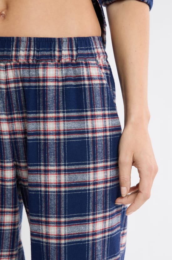 Pantalon de pyjama à carreaux en coton;${refinementColor}