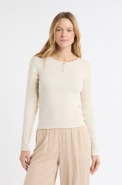 Long-sleeved cotton t-shirt with buttons;${refinementColor}