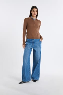 Polo manches longues en laine;${refinementColor}