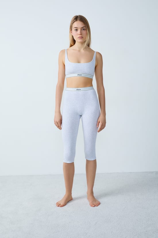 Ribbed cotton cycling shorts;${refinementColor}