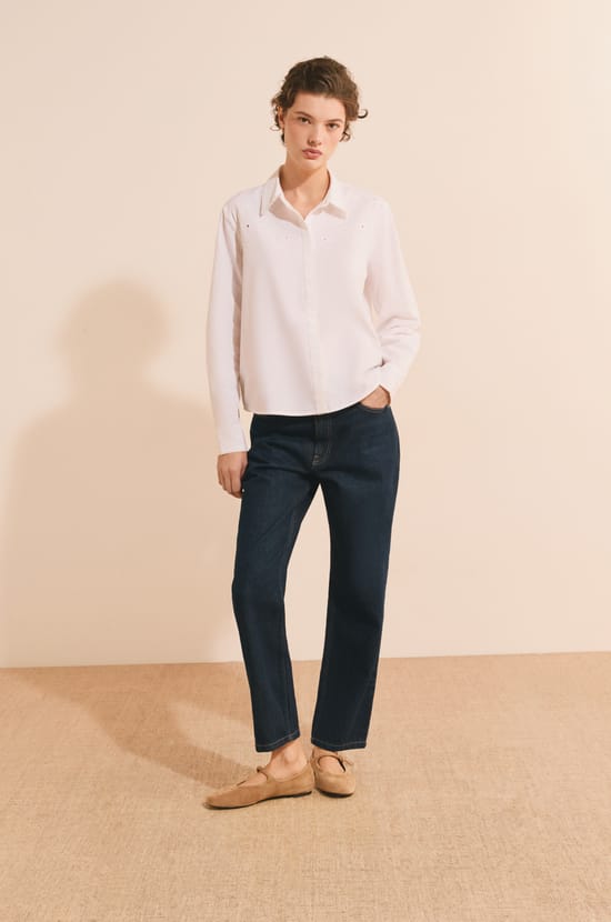 Chemise avec broderie en coton;${refinementColor}