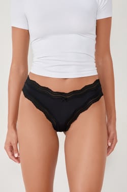 Microfibre Tanga with Lace Edges;${refinementColor}