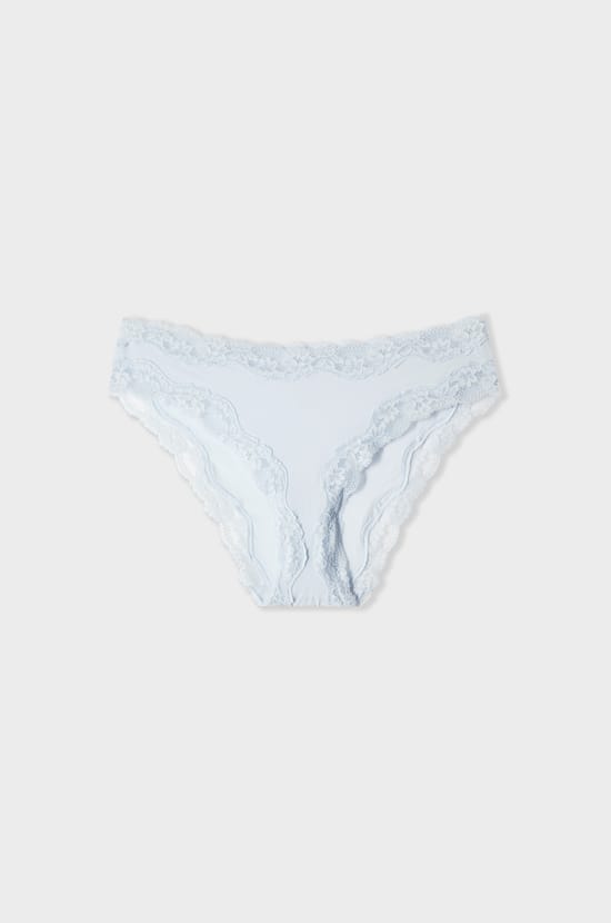 Culotte en microfibre et dentelle;${refinementColor}