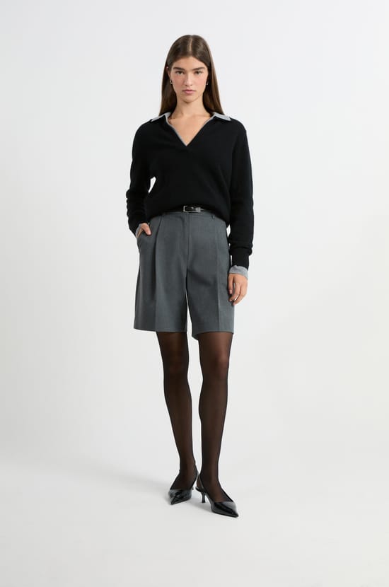 Cashmere polo neck sweater;${refinementColor}