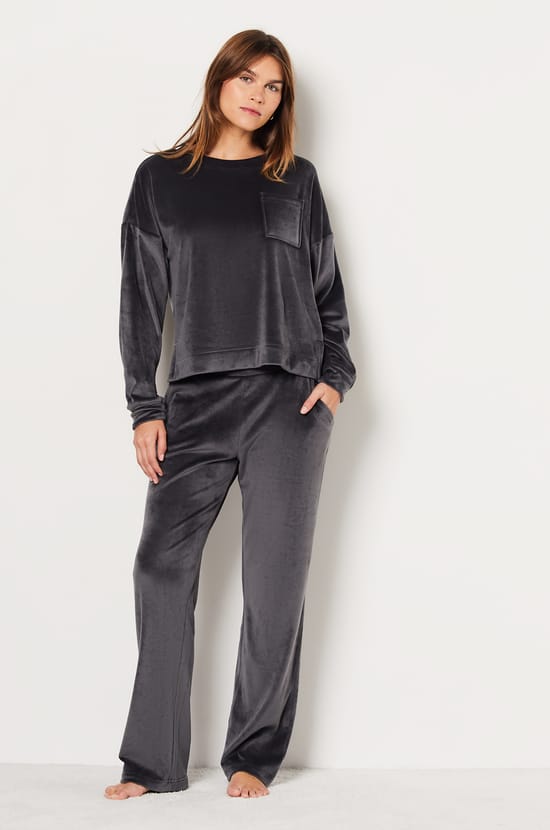 Sweat de pyjama en velours;${refinementColor}