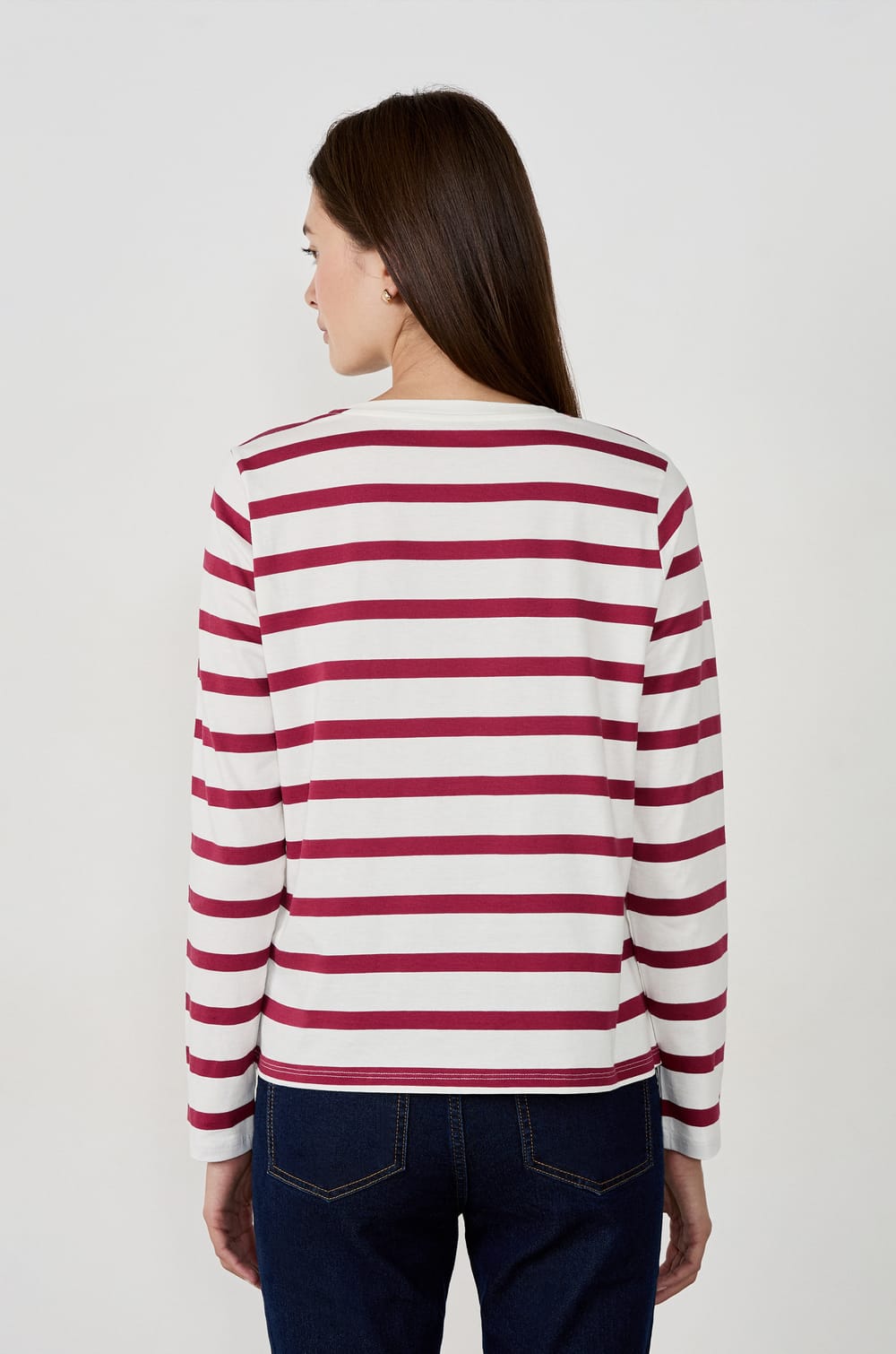 T-shirt manches longues à rayures;${refinementColor}
