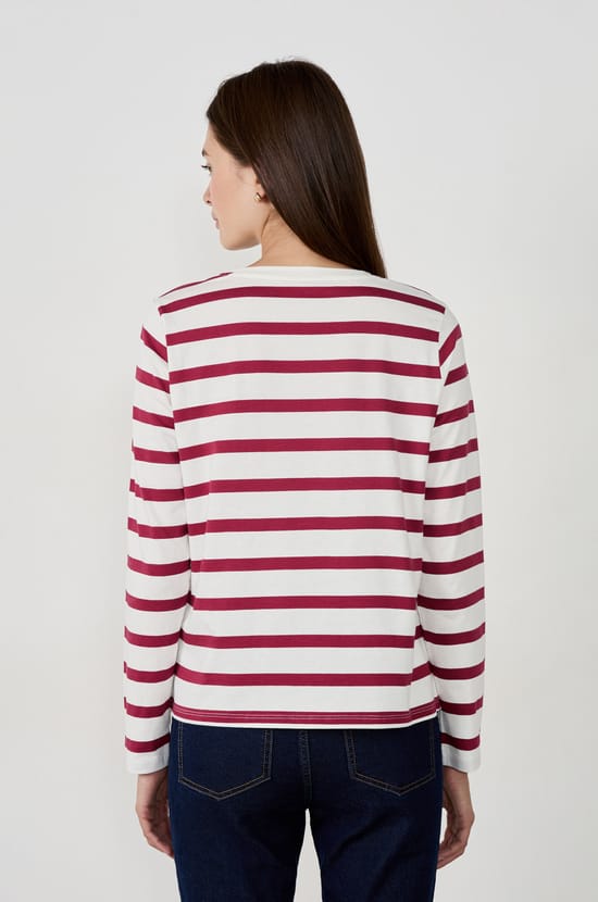 T-shirt manches longues à rayures;${refinementColor}