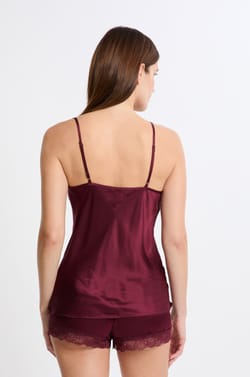Caraco en soie détails dentelle;${refinementColor}
