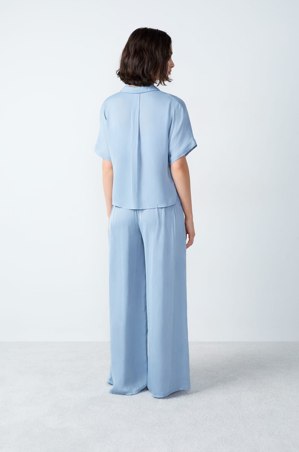 Однотонная рубашка с коротким рукавом;${refinementColor}