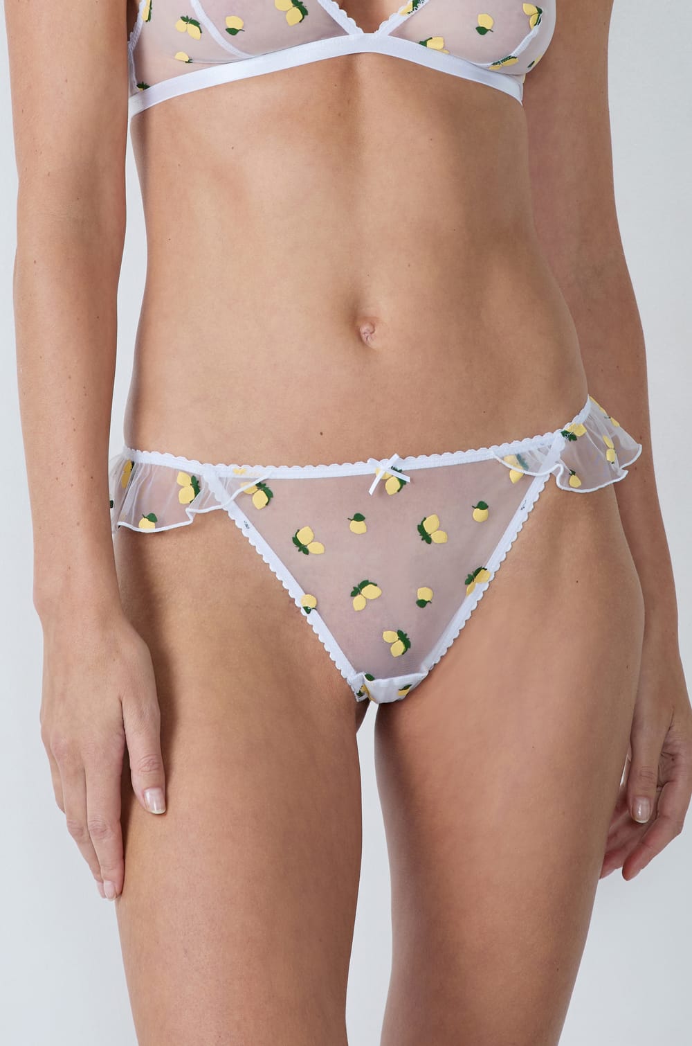 Printed lace Brazilian brief;${refinementColor}