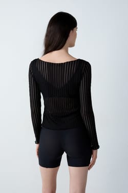 Long-sleeved top with transparent stripes;${refinementColor}