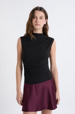 Iridescent Sleeveless High-Neck Top;${refinementColor}