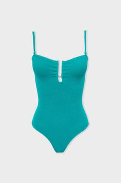 One-Piece Stretch Swimsuit with Metal Jewellery;${refinementColor}