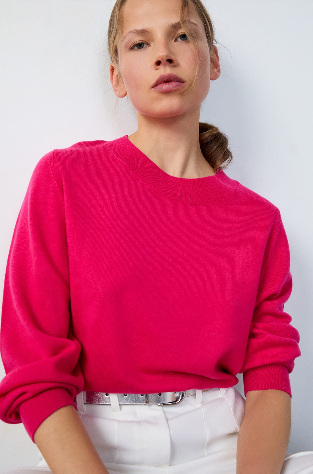 Round Neck Sweater with Wool;${refinementColor}