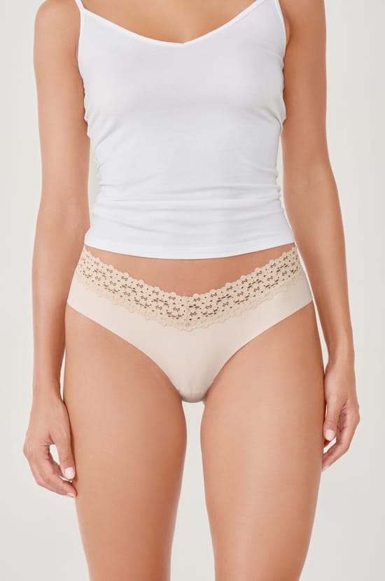 Microfiber Hipsters With Lace Details;${refinementColor}