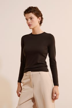 Long-sleeved T-shirt with modal cotton;${refinementColor}