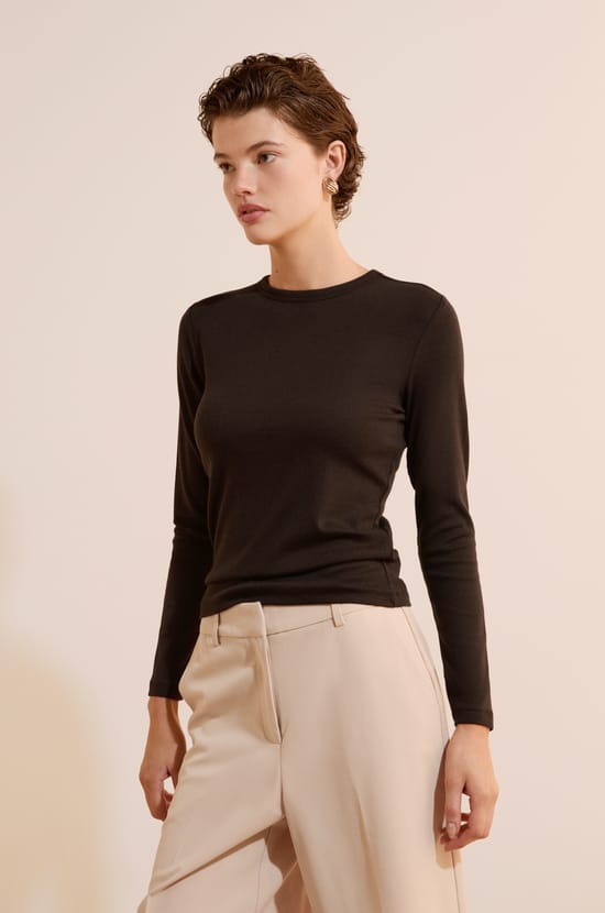 Langarm-T-Shirt aus Baumwolle;${refinementColor}
